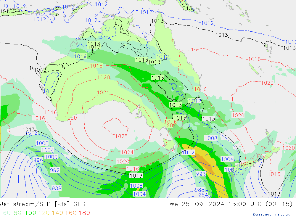 Jet stream/SLP GFS We 25.09.2024 15 UTC