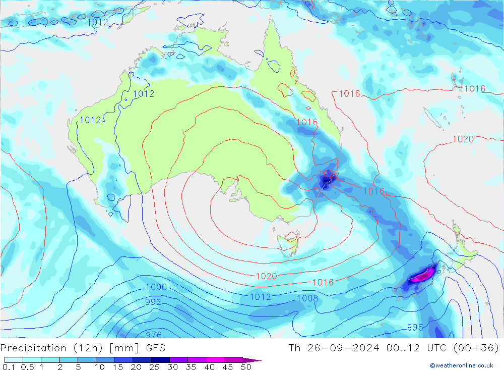 Precipitação (12h) GFS Qui 26.09.2024 12 UTC