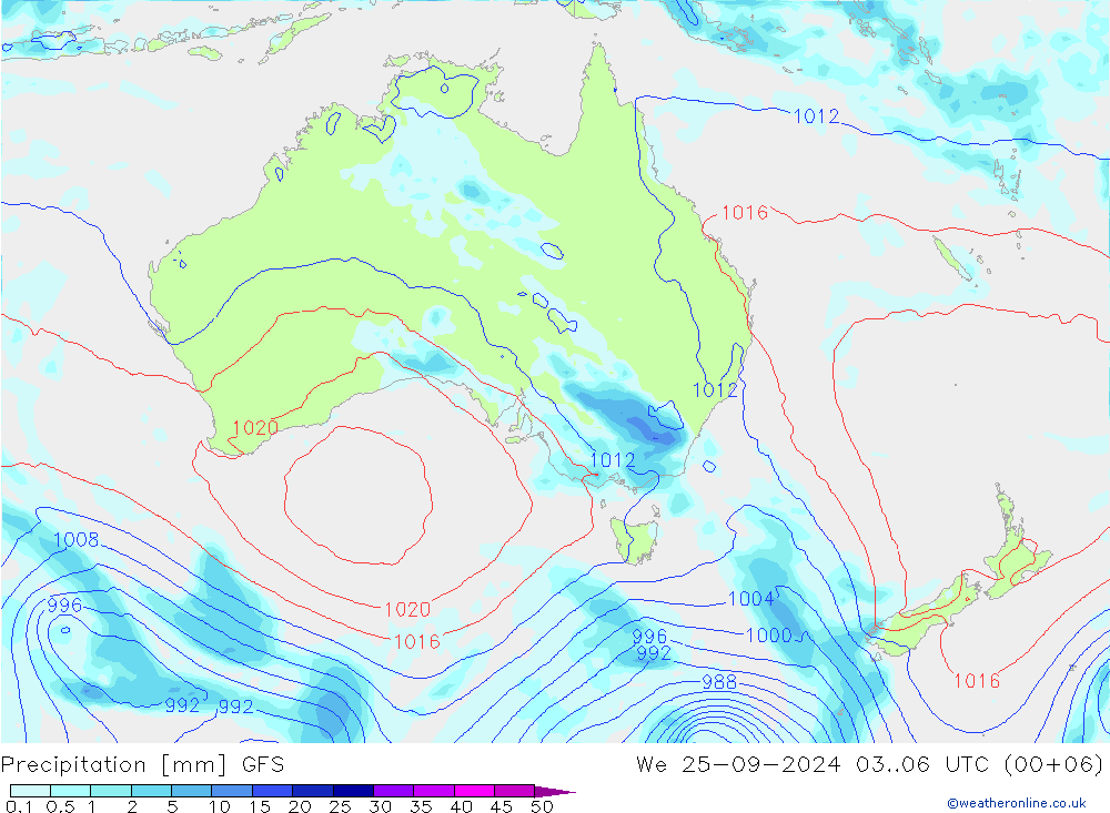 Srážky GFS St 25.09.2024 06 UTC