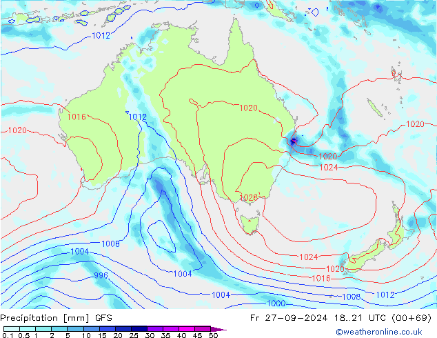 Precipitation GFS Fr 27.09.2024 21 UTC