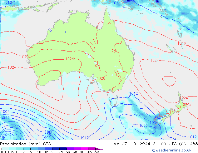 Precipitazione GFS lun 07.10.2024 00 UTC