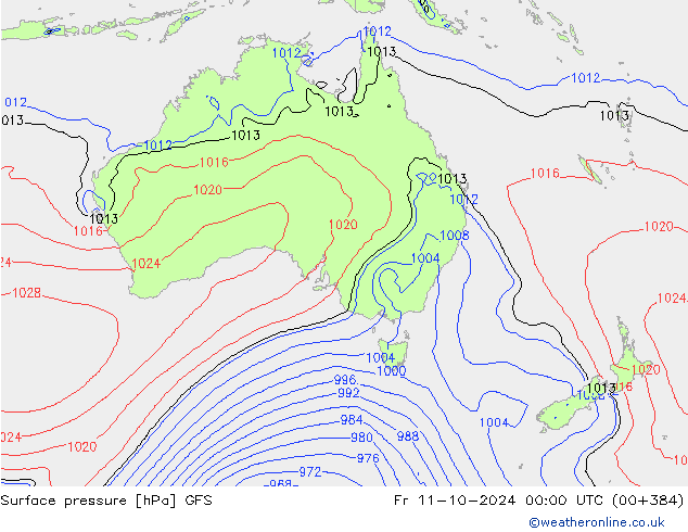 Surface pressure GFS Fr 11.10.2024 00 UTC