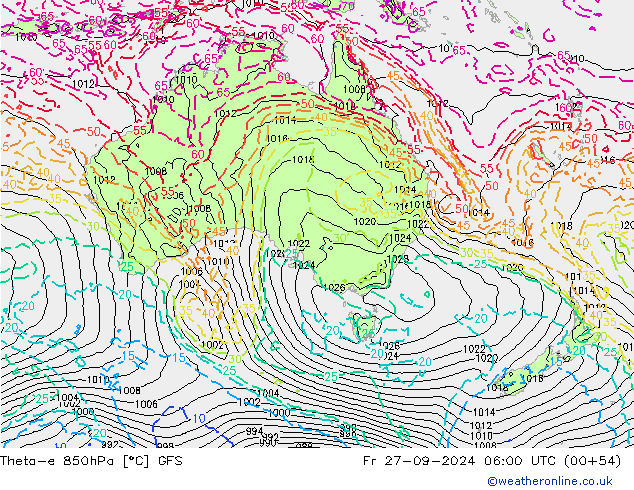 Theta-e 850hPa GFS  27.09.2024 06 UTC