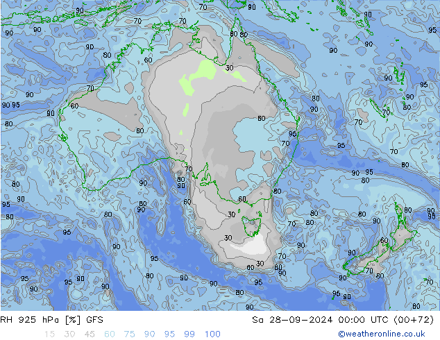 RH 925 hPa GFS Sa 28.09.2024 00 UTC