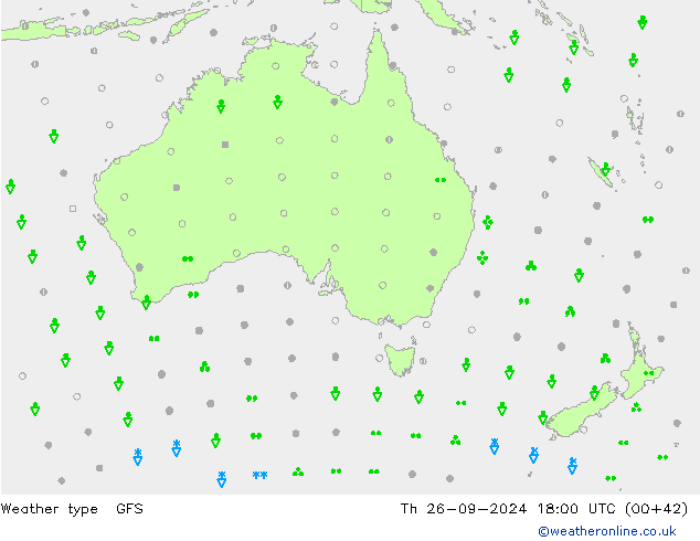 Tipo de precipitación GFS jue 26.09.2024 18 UTC