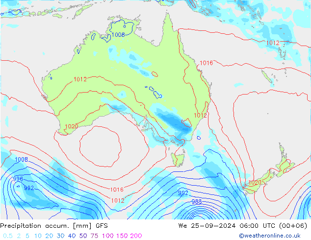 Precipitation accum. GFS ср 25.09.2024 06 UTC