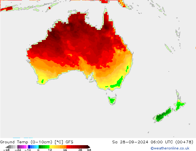 Ground Temp (0-10cm) GFS Sa 28.09.2024 06 UTC