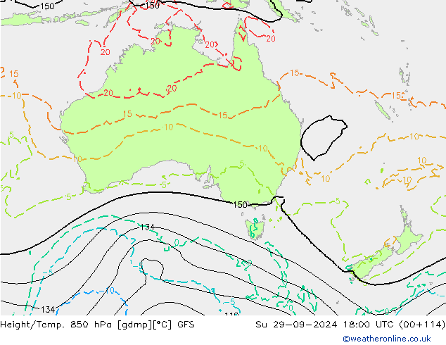 Height/Temp. 850 hPa GFS Su 29.09.2024 18 UTC