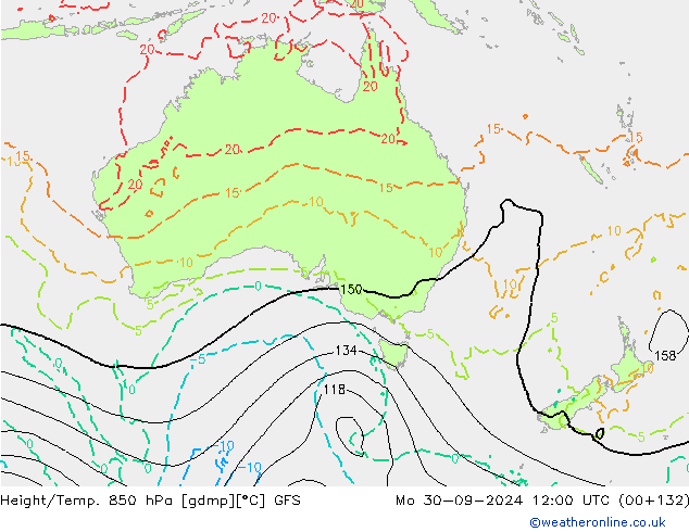 Z500/Rain (+SLP)/Z850 GFS пн 30.09.2024 12 UTC