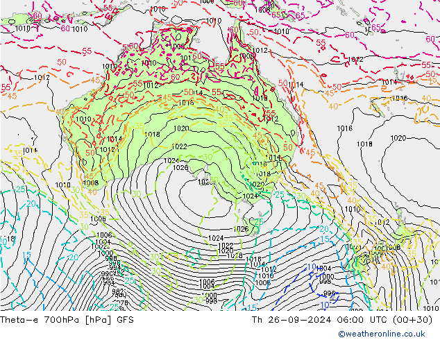 Theta-e 700hPa GFS September 2024