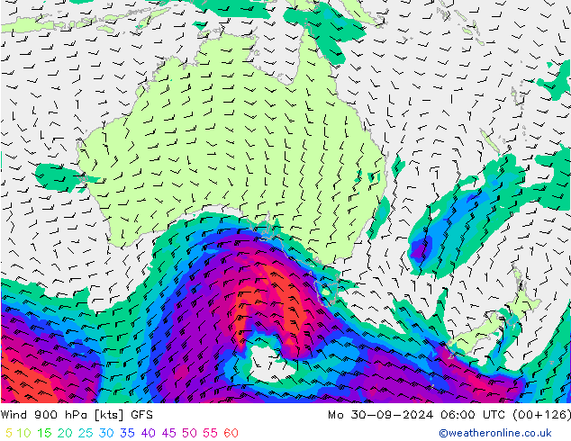 Wind 900 hPa GFS Mo 30.09.2024 06 UTC