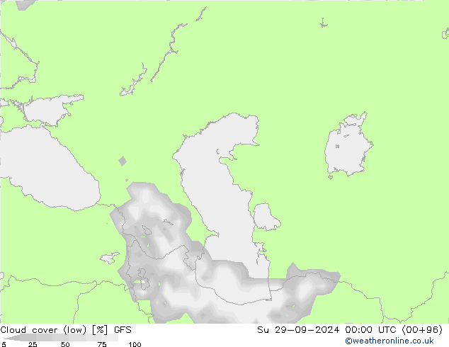 Bulutlar (düşük) GFS Paz 29.09.2024 00 UTC