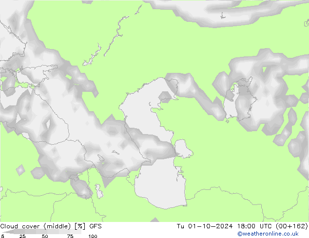 Bulutlar (orta) GFS Sa 01.10.2024 18 UTC