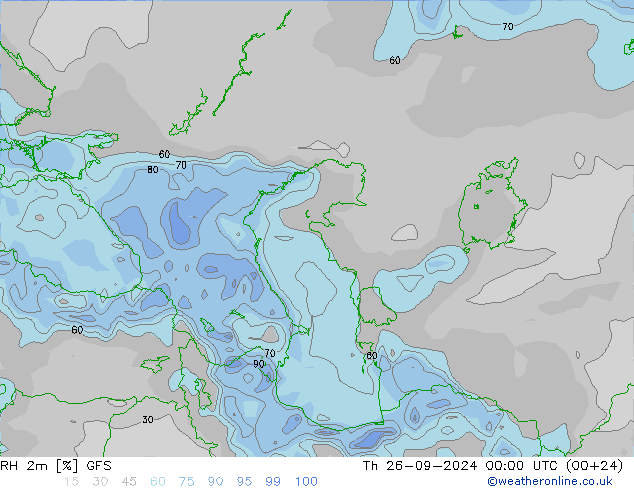 RH 2m GFS Th 26.09.2024 00 UTC