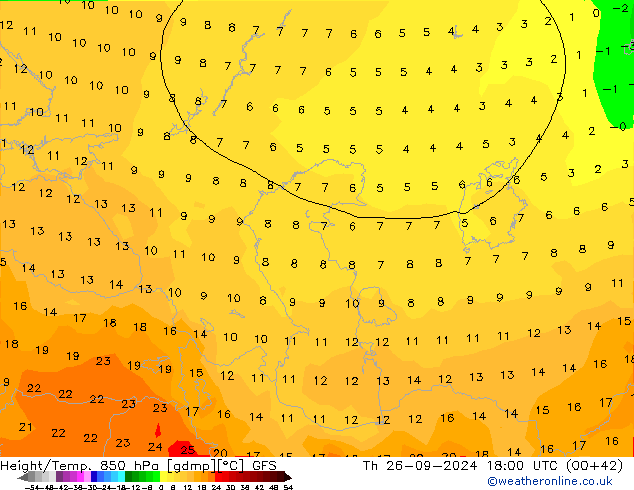 Z500/Rain (+SLP)/Z850 GFS jeu 26.09.2024 18 UTC