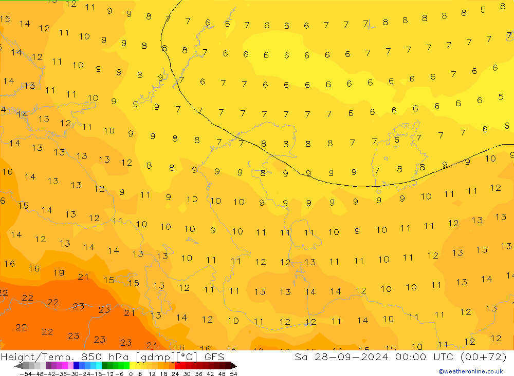 Z500/Yağmur (+YB)/Z850 GFS Cts 28.09.2024 00 UTC