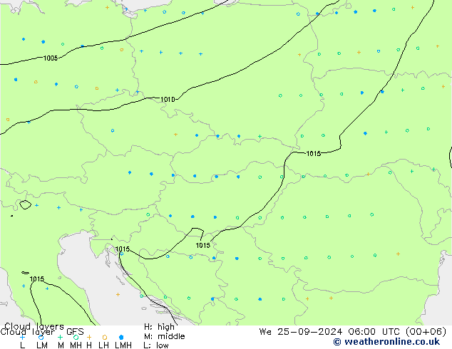 Cloud layer GFS We 25.09.2024 06 UTC