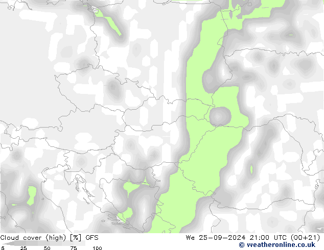 Nubes altas GFS mié 25.09.2024 21 UTC