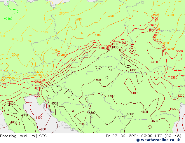 Freezing level GFS pt. 27.09.2024 00 UTC