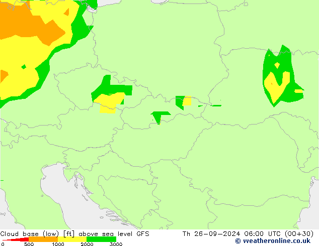 Cloud base (low) GFS  26.09.2024 06 UTC