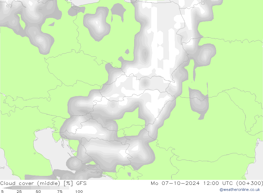 Cloud cover (middle) GFS Mo 07.10.2024 12 UTC