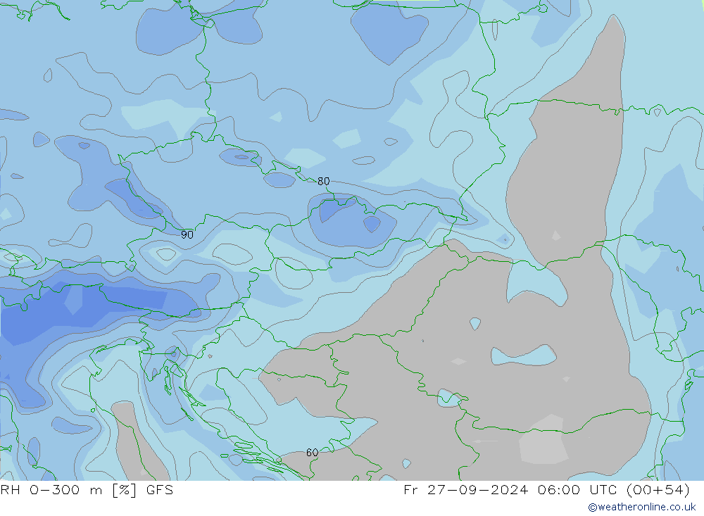 RH 0-300 m GFS Pá 27.09.2024 06 UTC