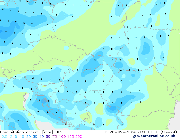 Precipitation accum. GFS Th 26.09.2024 00 UTC