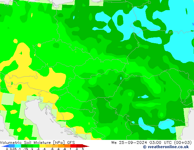 Volumetric Soil Moisture GFS We 25.09.2024 03 UTC