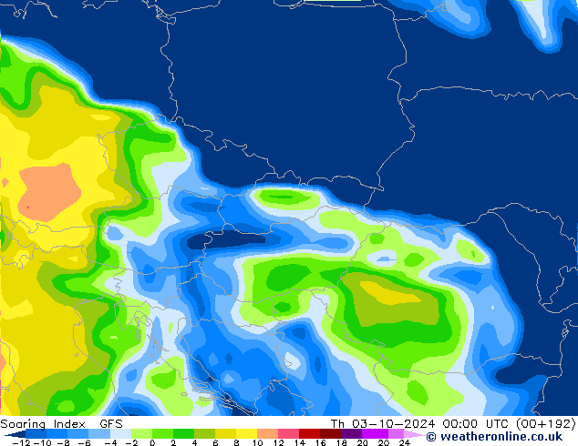 Soaring Index GFS czw. 03.10.2024 00 UTC