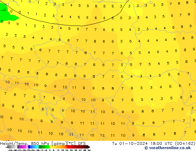 Z500/Rain (+SLP)/Z850 GFS mar 01.10.2024 18 UTC