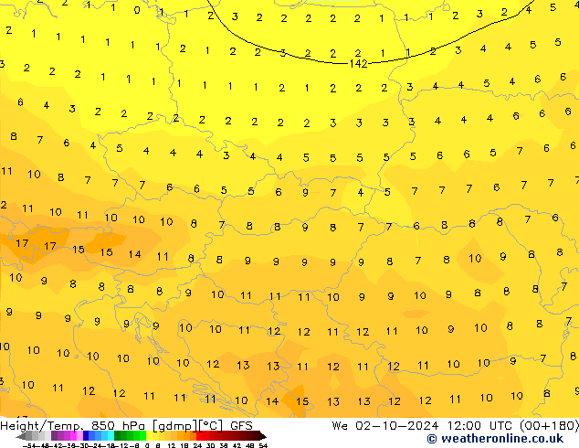 Z500/Rain (+SLP)/Z850 GFS ср 02.10.2024 12 UTC