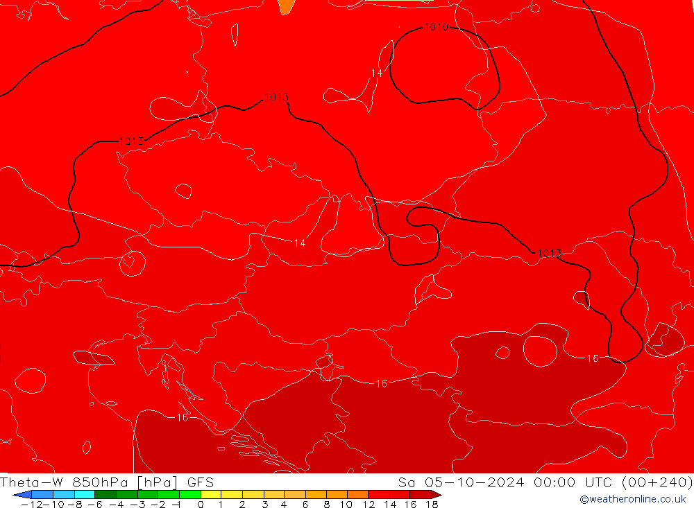 Theta-W 850hPa GFS Říjen 2024