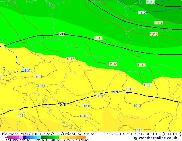 Thck 500-1000hPa GFS Th 03.10.2024 00 UTC