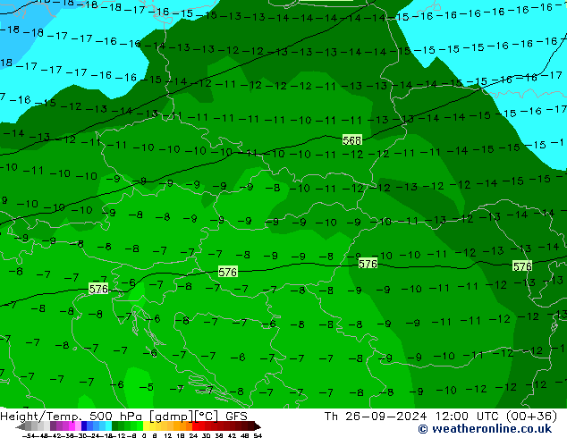 Yükseklik/Sıc. 500 hPa GFS Per 26.09.2024 12 UTC