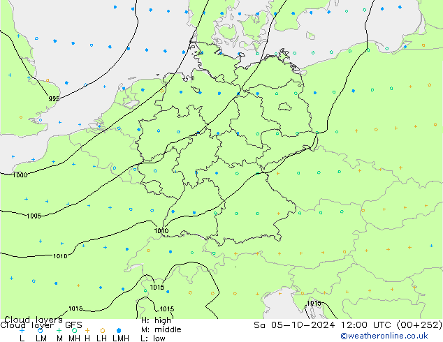 Cloud layer GFS Sa 05.10.2024 12 UTC