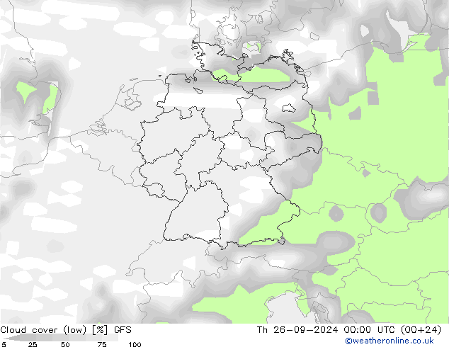 Nubes bajas GFS jue 26.09.2024 00 UTC