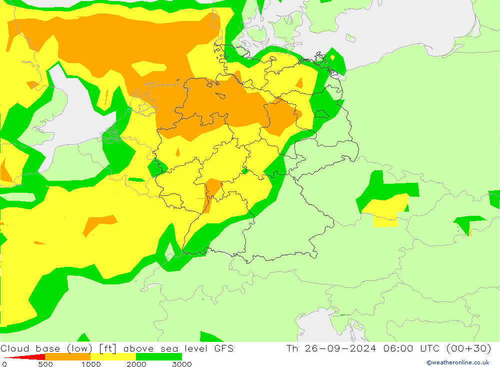 Cloud base (low) GFS  26.09.2024 06 UTC