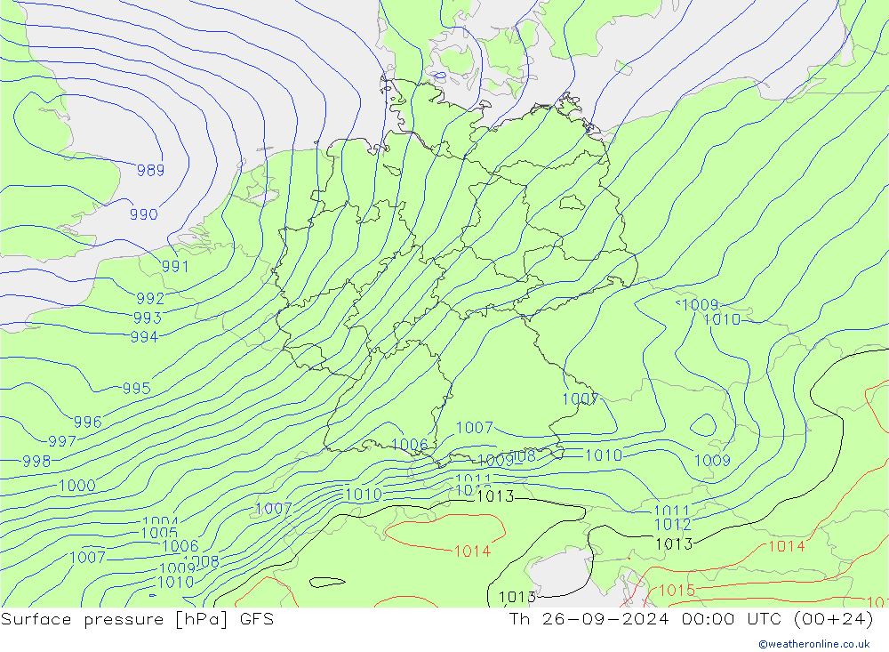 Surface pressure GFS Th 26.09.2024 00 UTC