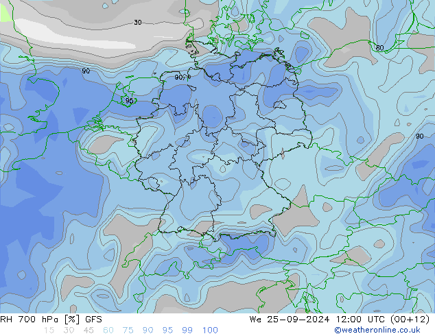 RH 700 hPa GFS St 25.09.2024 12 UTC