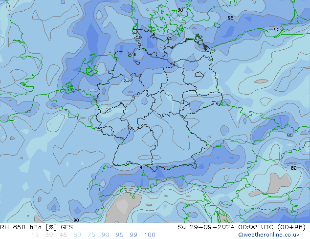 850 hPa Nispi Nem GFS Paz 29.09.2024 00 UTC