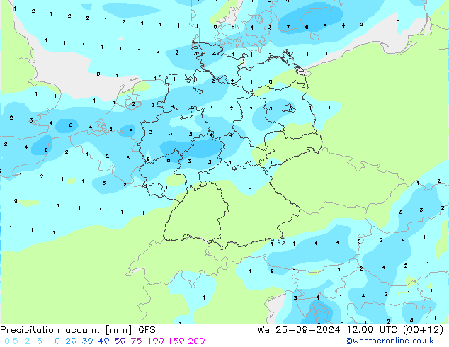 Precipitation accum. GFS St 25.09.2024 12 UTC