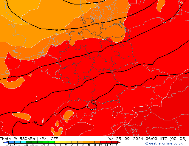 Theta-W 850hPa GFS We 25.09.2024 06 UTC