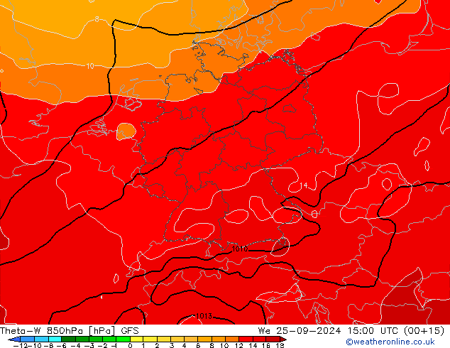 Theta-W 850hPa GFS Mi 25.09.2024 15 UTC