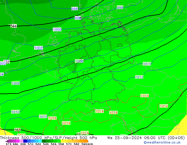 Thck 500-1000гПа GFS ср 25.09.2024 06 UTC