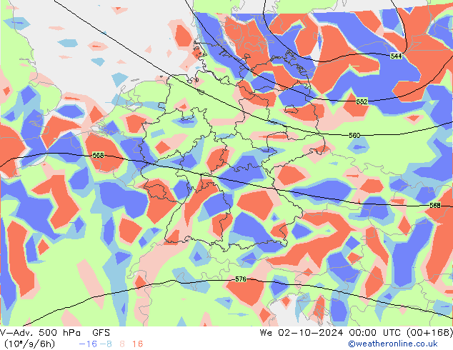 V-Adv. 500 hPa GFS We 02.10.2024 00 UTC