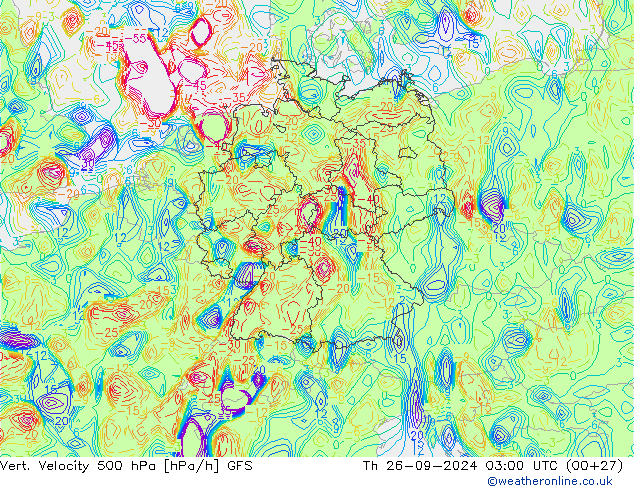 Vert. Velocity 500 hPa GFS Čt 26.09.2024 03 UTC