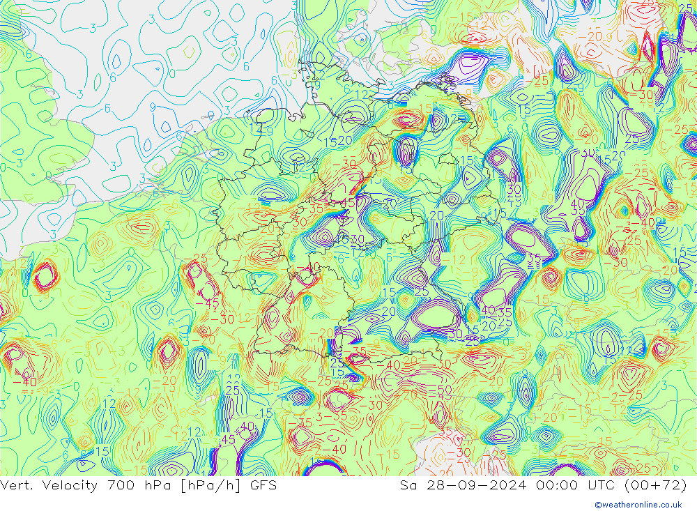 Vert. Velocity 700 hPa GFS Sáb 28.09.2024 00 UTC