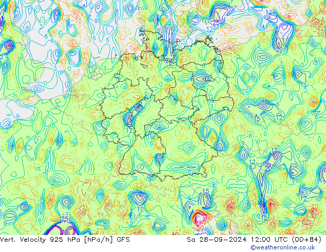 Vert. Velocity 925 hPa GFS Sáb 28.09.2024 12 UTC