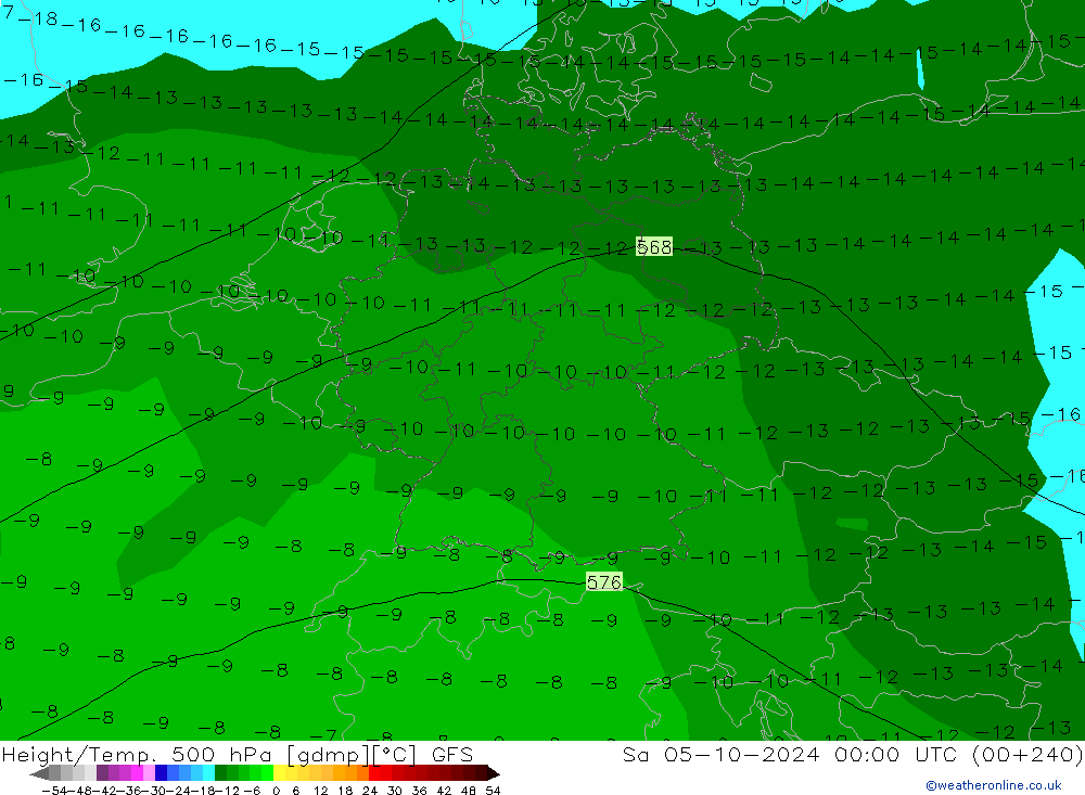 Z500/Rain (+SLP)/Z850 GFS Sa 05.10.2024 00 UTC