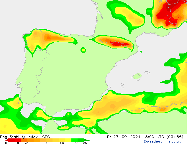 Fog Stability Index GFS Cu 27.09.2024 18 UTC